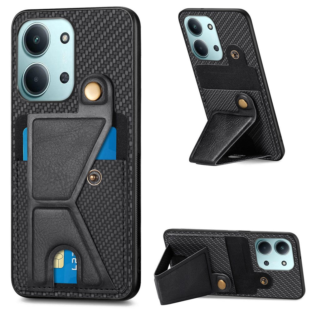 K-Shaped Kickstand Case For Xiaomi Redmi 15C 5G (EU) (173mm) / 15C 4G (EU) (173mm) Leather Phone Back Cover