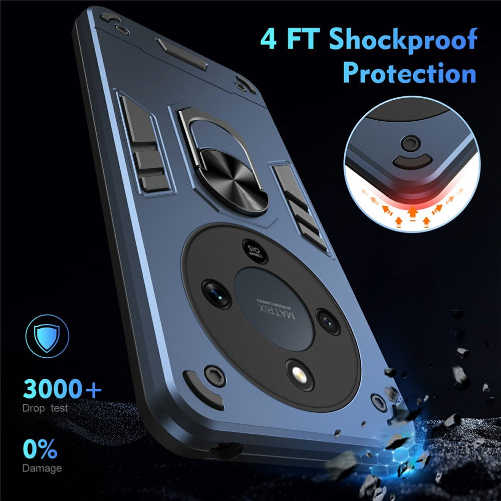 For Honor Magic8 Lite 5G / X9d 5G / X70 5G Case PC + TPU Drop Defend Phone Cover with Ring Kickstand