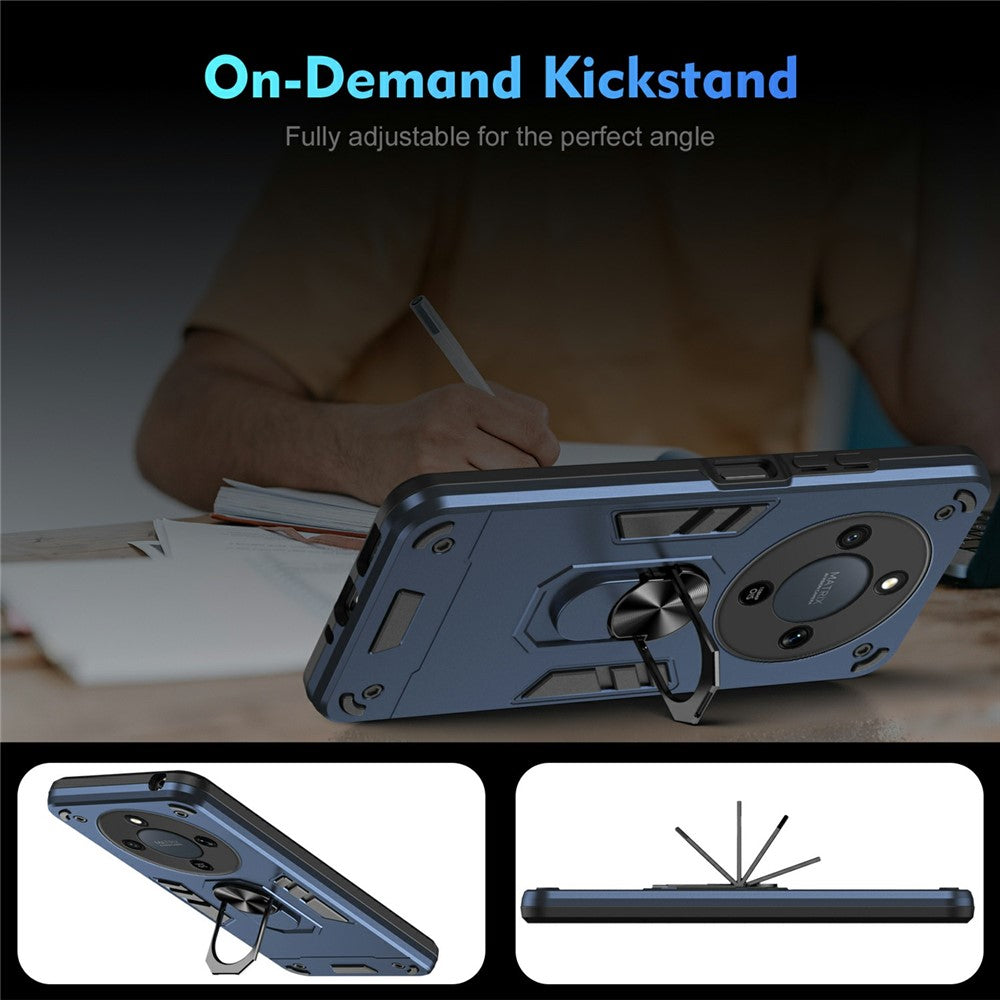 For Honor Magic8 Lite 5G / X9d 5G / X70 5G Case PC + TPU Drop Defend Phone Cover with Ring Kickstand