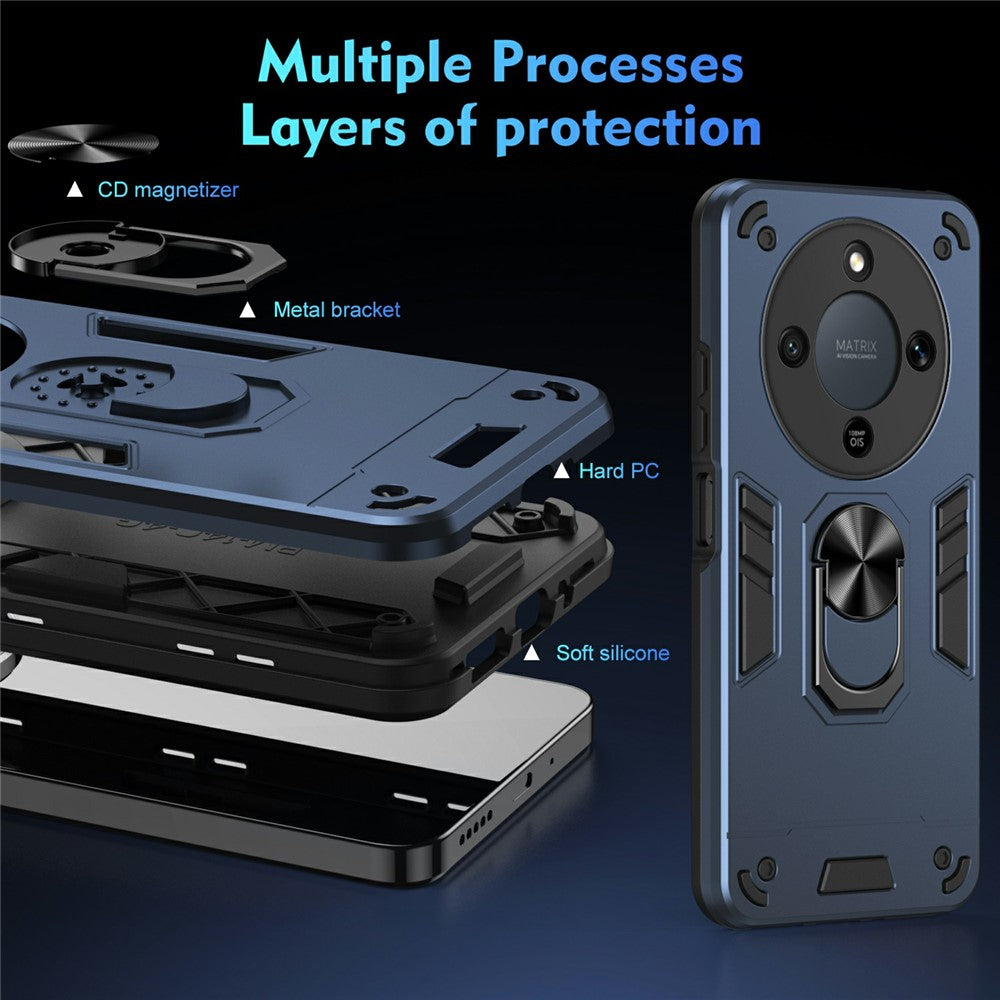 For Honor Magic8 Lite 5G / X9d 5G / X70 5G Case PC + TPU Drop Defend Phone Cover with Ring Kickstand