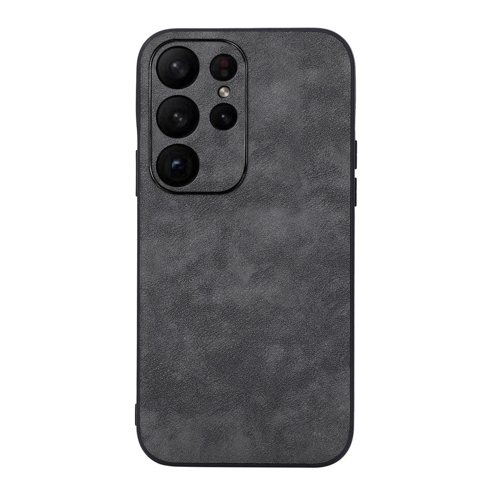 For Samsung Galaxy S23 Ultra Phone Protector Shell, Textured PU Leather Coated PC+TPU Phone Cover