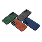 For Samsung Galaxy S23 Ultra Phone Protector Shell, Textured PU Leather Coated PC+TPU Phone Cover