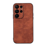For Samsung Galaxy S23 Ultra Phone Protector Shell, Textured PU Leather Coated PC+TPU Phone Cover