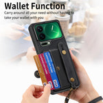 For Xiaomi 17 Pro Retro PU Leather Back Cover with Card Holder and Wristband Kickstand