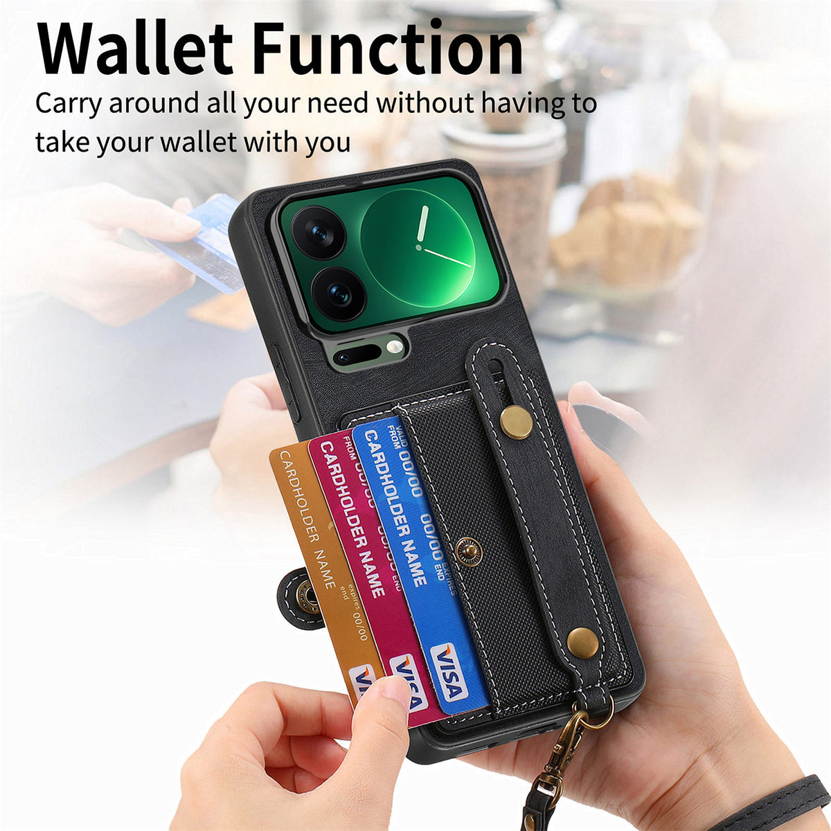 For Xiaomi 17 Pro Retro PU Leather Back Cover with Card Holder and Wristband Kickstand