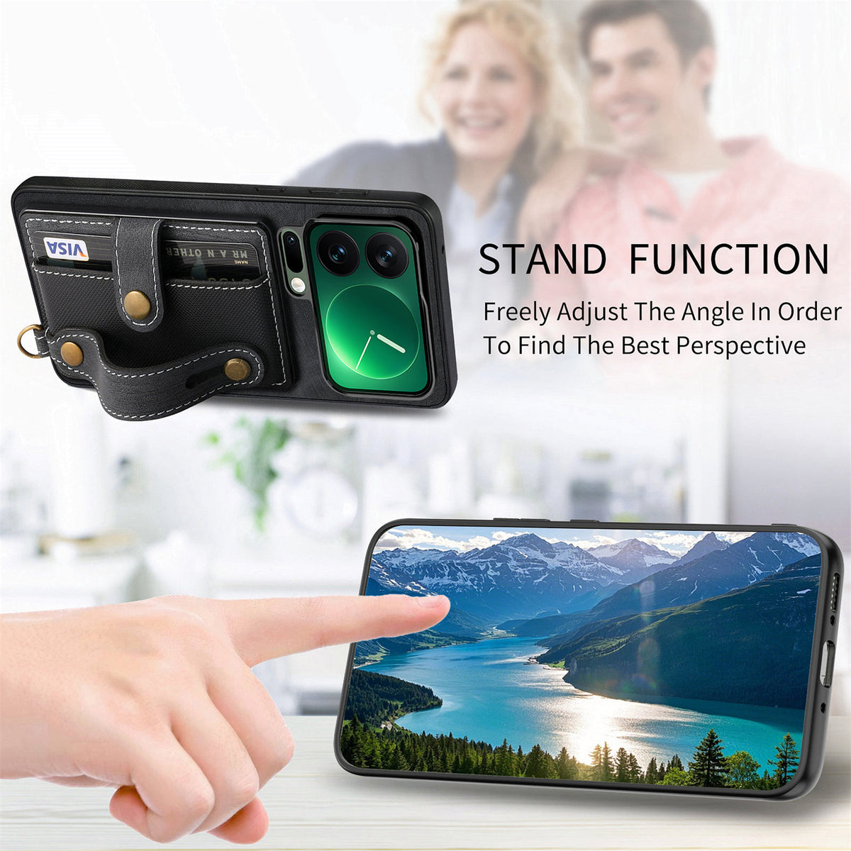 For Xiaomi 17 Pro Retro PU Leather Back Cover with Card Holder and Wristband Kickstand