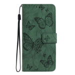 For Samsung Galaxy S25 Ultra Leather Case Butterfly Flower Imprinted Wallet Stand Flip Phone Cover with Wrist Strap