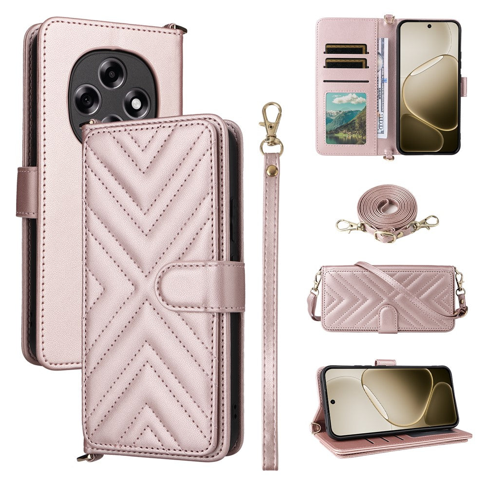 Oppo F31 Pro 5G / A6 Pro 5G (Kina) Läderfodral Stativ Plånboksfodral mobilfodral med Axel-/Handledsrem