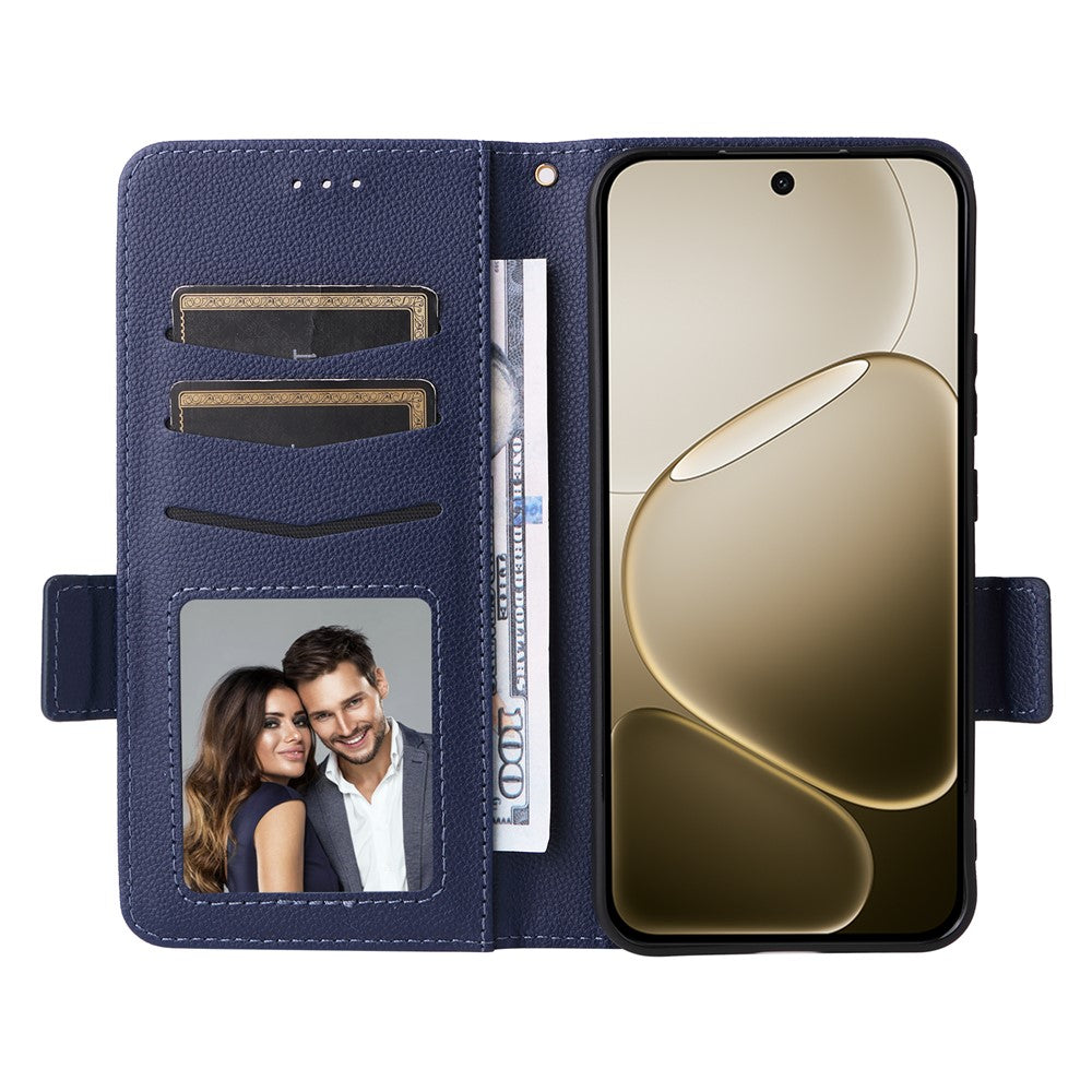 For Oppo F31 Pro 5G / A6 Pro 5G (China) Case Litchi Texture Wallet Leather Phone Cover with Wrist Strap