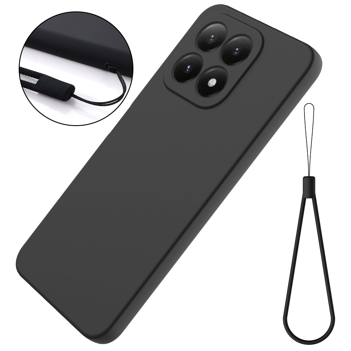 For Xiaomi 15T Liquid Silicone Case Phone Back Cover with Hand Strap