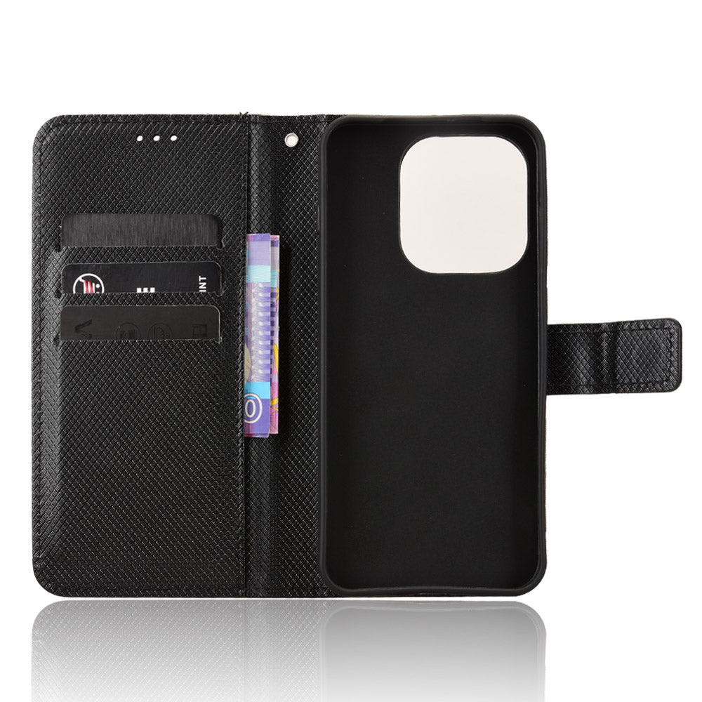 For Oppo Find X9 5G Leather Wallet Case with Strap Diamond Texture Phone Cover