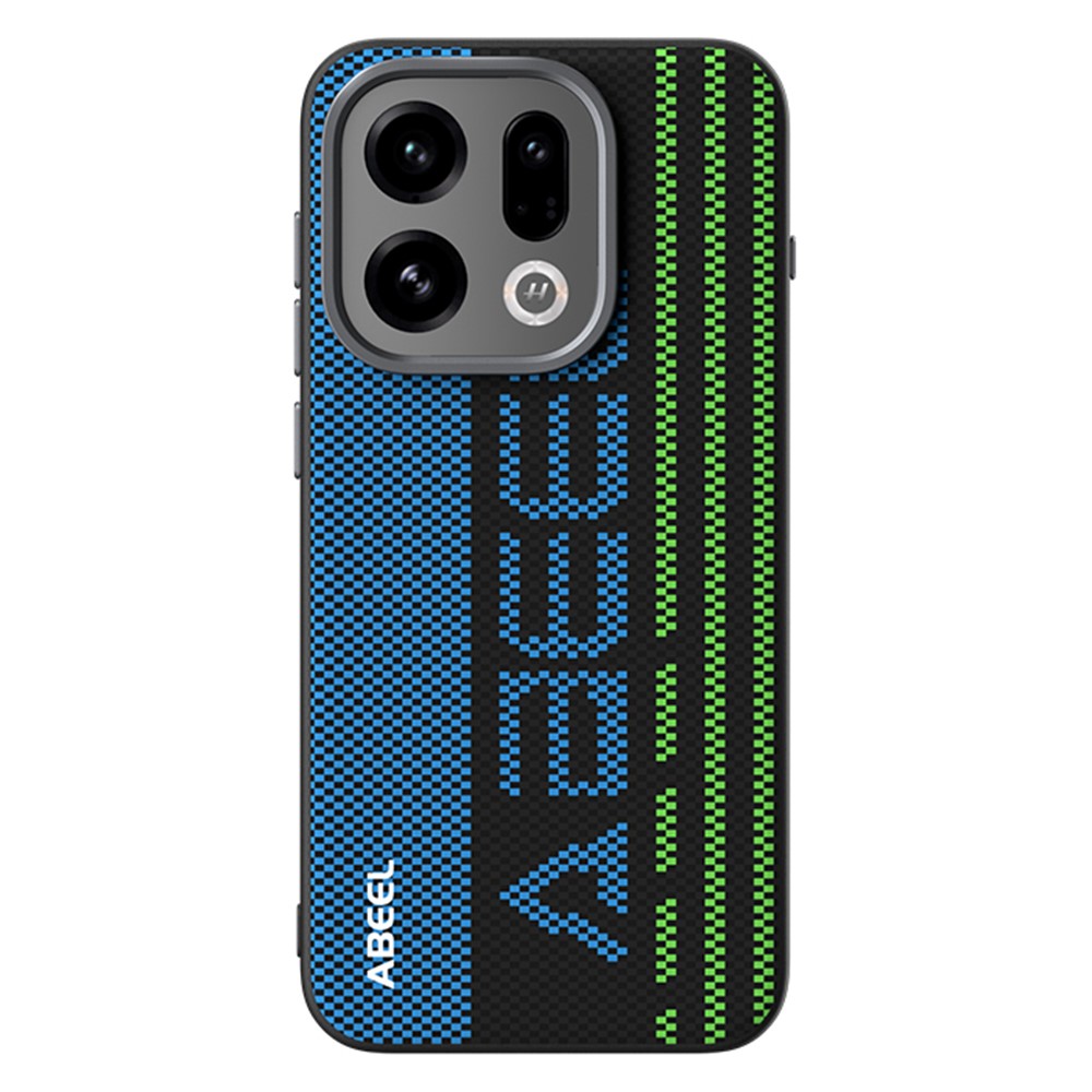 ABEEL For Oppo Find X9 5G Magnetic Case Micro-Embossing 6D Printed PC TPU Aluminum Alloy Leather Phone Cover
