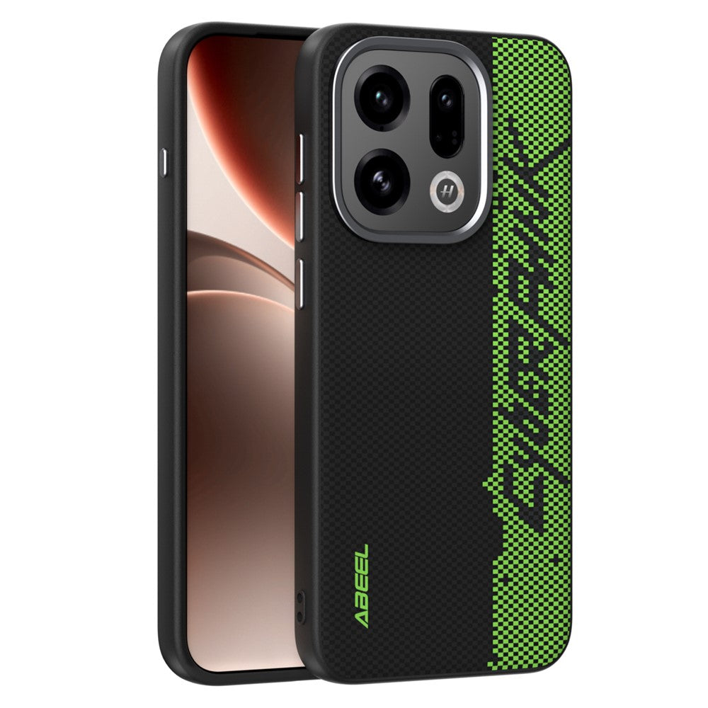 ABEEL For Oppo Find X9 5G Magnetic Case Micro-Embossing 6D Printed PC TPU Aluminum Alloy Leather Phone Cover