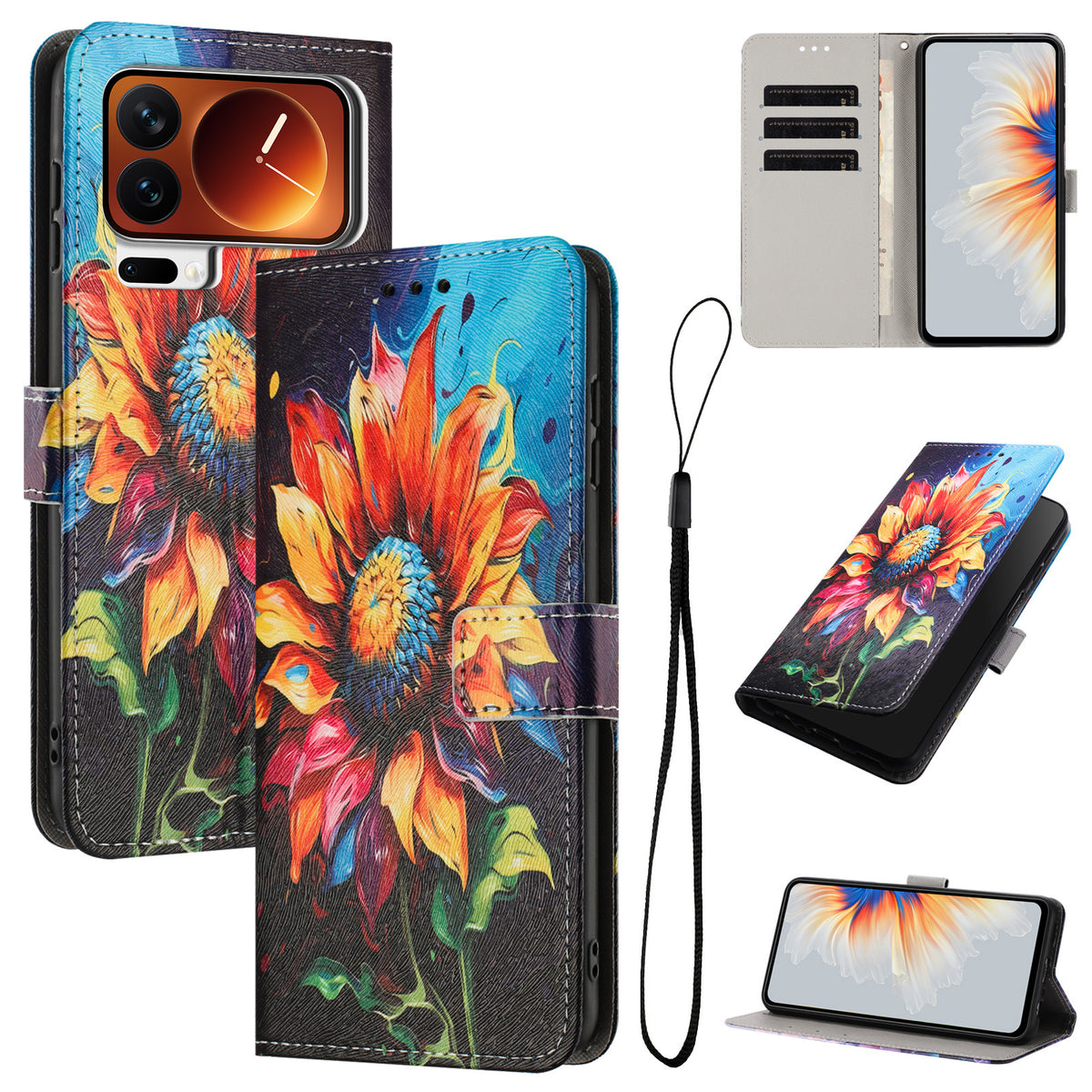 For Xiaomi 17 Pro Wallet Case Pattern Printing PU Leather Phone Cover with Lanyard