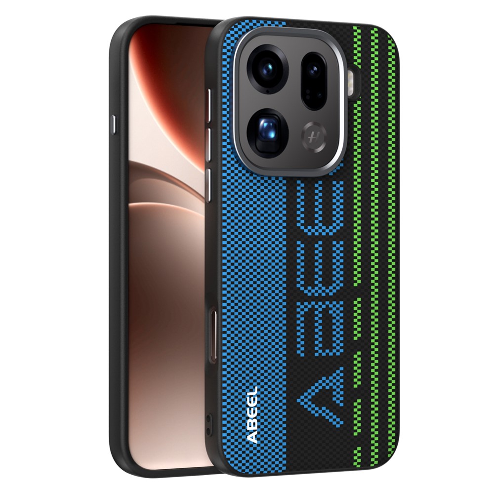 ABEEL For Oppo Find X9 Pro 5G Magnetic Case Micro-Embossing 6D Printed PC TPU Aluminum Alloy Leather Phone Cover