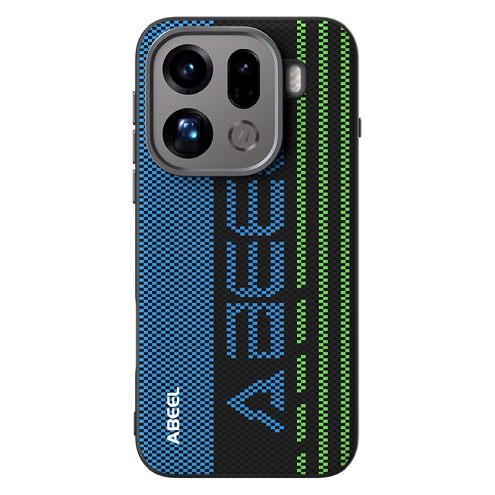 ABEEL For Oppo Find X9 Pro 5G Magnetic Case Micro-Embossing 6D Printed PC TPU Aluminum Alloy Leather Phone Cover