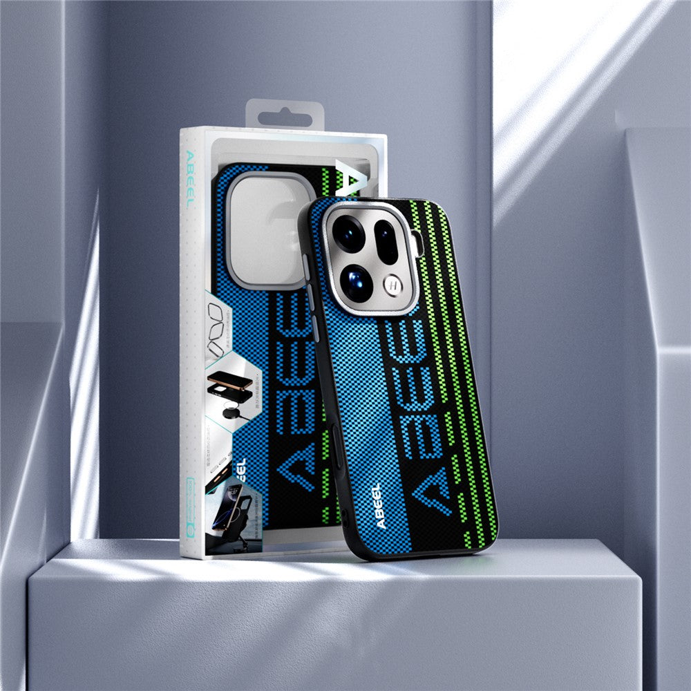 ABEEL For Oppo Find X9 Pro 5G Magnetic Case Micro-Embossing 6D Printed PC TPU Aluminum Alloy Leather Phone Cover