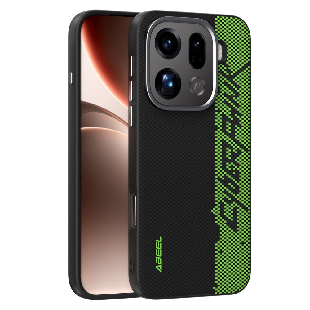 ABEEL For Oppo Find X9 Pro 5G Magnetic Case Micro-Embossing 6D Printed PC TPU Aluminum Alloy Leather Phone Cover