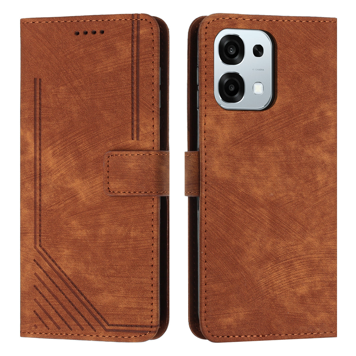 For Oppo A6 Pro 4G / Oppo A6 Pro 5G / Oppo F31 5G Stand Case Imprinted Lines Leather Phone Cover