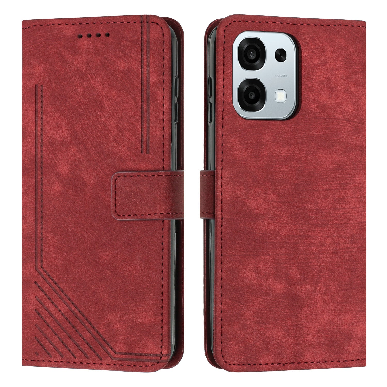 Til Oppo A6 Pro 4G / Oppo A6 Pro 5G / Oppo F31 5G Stand Cover Præget Linjer Læder Telefoncover
