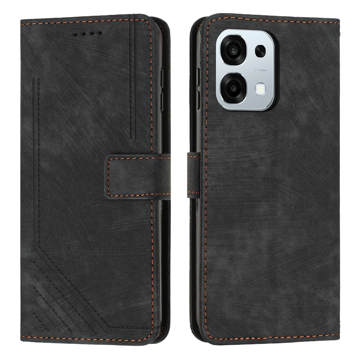 For Oppo A6 Pro 4G / Oppo A6 Pro 5G / Oppo F31 5G Stand Case Imprinted Lines Leather Phone Cover