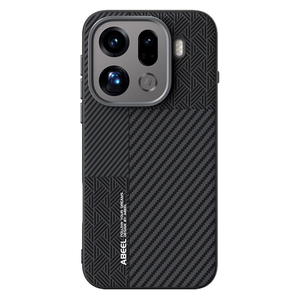 ABEEL magnetisk cover til Oppo Find X9 Pro 5G, PC + TPU + aluminiumslegering + PU-læder, slankt mobilcover