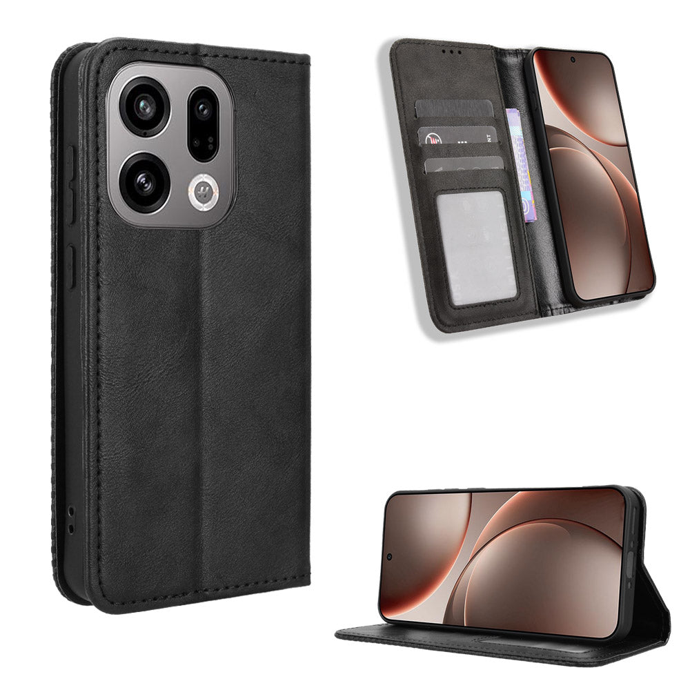 Oppo Find X9 5G Läderfodral Plånboksfodral Retro Textur mobilskal