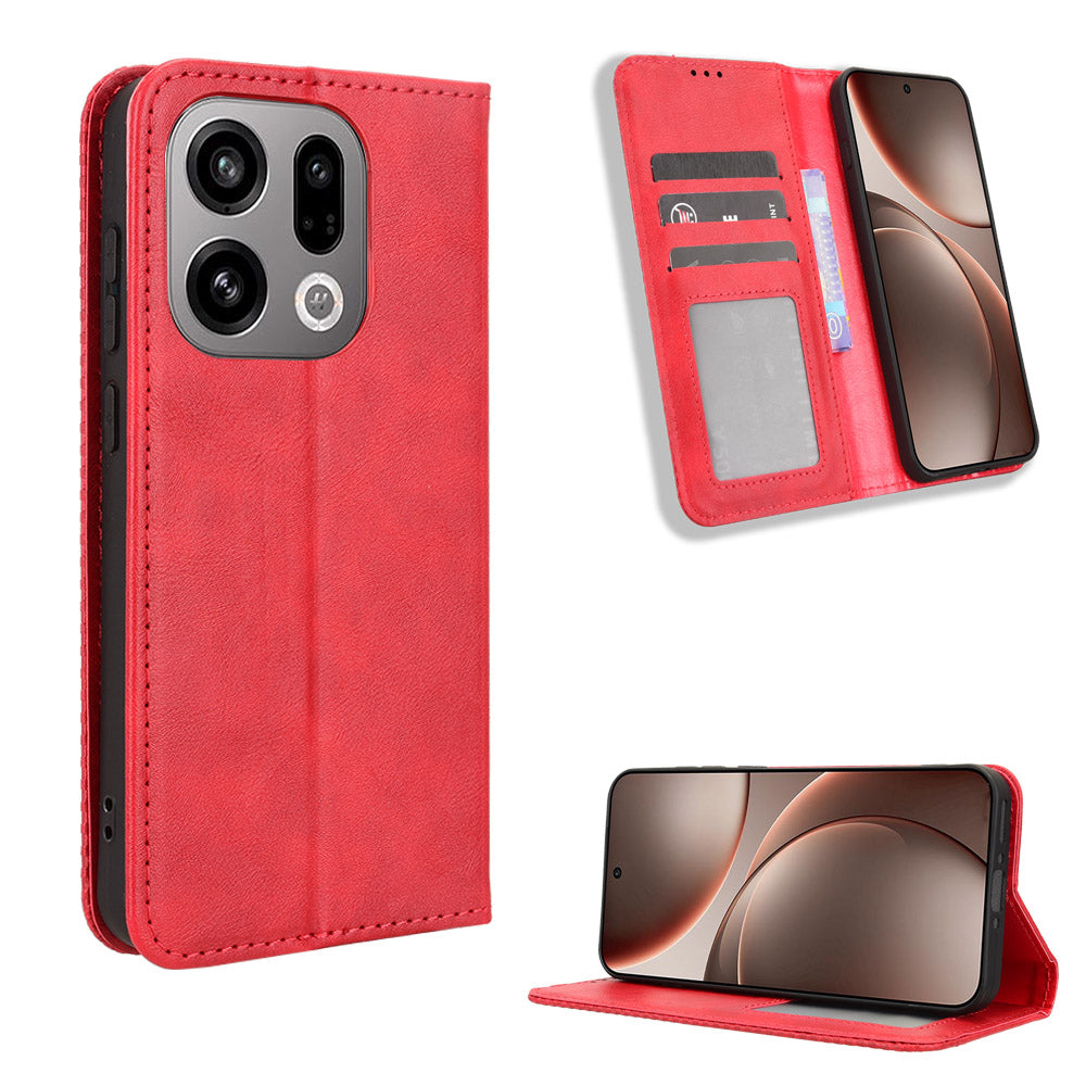 Oppo Find X9 5G Läderfodral Plånboksfodral Retro Textur mobilskal