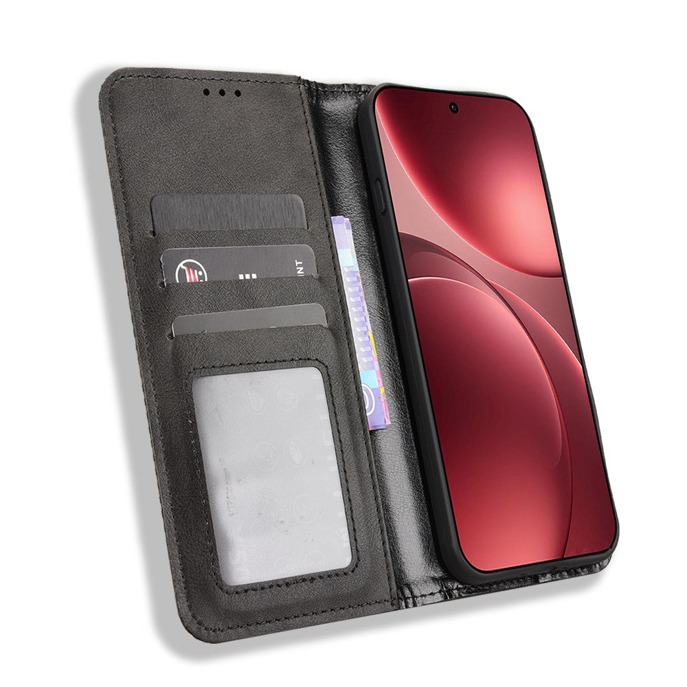 For Oppo Find X9 Pro 5G Leather Case Wallet Stand Retro Texture Phone Cover