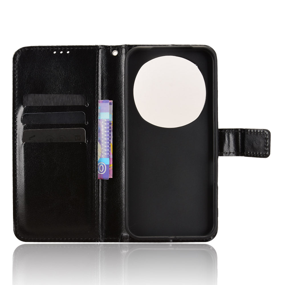 For Honor Magic8 Pro 5G PU Leather Case with Strap Crazy Horse Texture Phone Wallet Cover