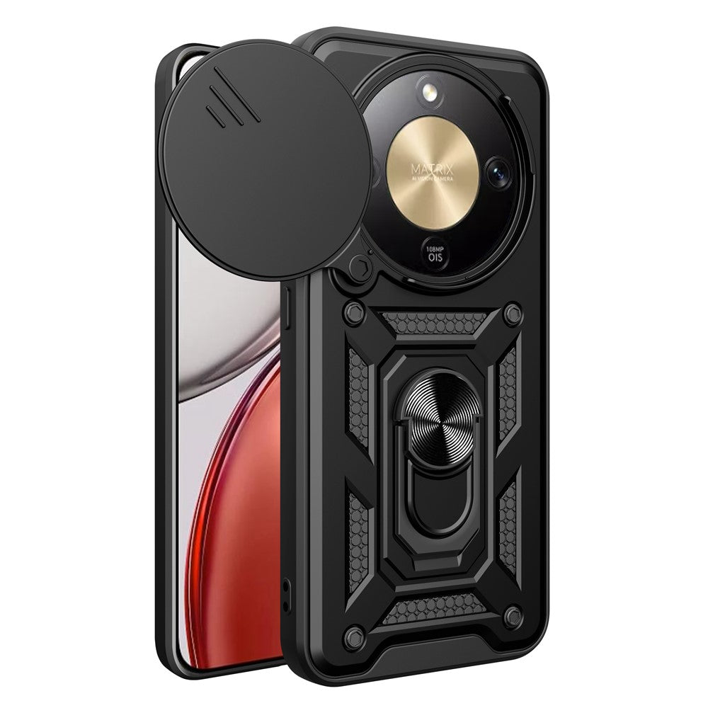 For Honor Magic8 Lite 5G / X9d 5G / X70 5G Case with Slide Camera Lid PC + TPU Kickstand Phone Cover