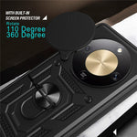 For Honor Magic8 Lite 5G / X9d 5G / X70 5G Case with Slide Camera Lid PC + TPU Kickstand Phone Cover
