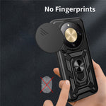 For Honor Magic8 Lite 5G / X9d 5G / X70 5G Case with Slide Camera Lid PC + TPU Kickstand Phone Cover