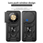 For Honor Magic8 Lite 5G / X9d 5G / X70 5G Case with Slide Camera Lid PC + TPU Kickstand Phone Cover