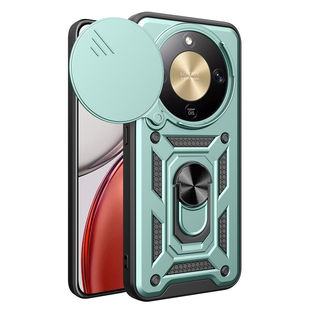 For Honor Magic8 Lite 5G / X9d 5G / X70 5G Case with Slide Camera Lid PC + TPU Kickstand Phone Cover
