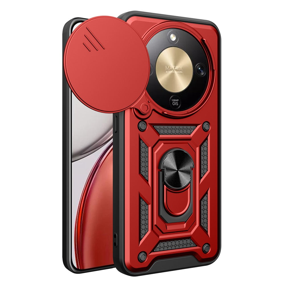 For Honor Magic8 Lite 5G / X9d 5G / X70 5G Case with Slide Camera Lid PC + TPU Kickstand Phone Cover