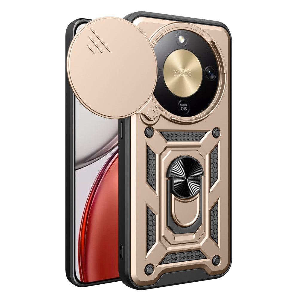 For Honor Magic8 Lite 5G / X9d 5G / X70 5G Case with Slide Camera Lid PC + TPU Kickstand Phone Cover