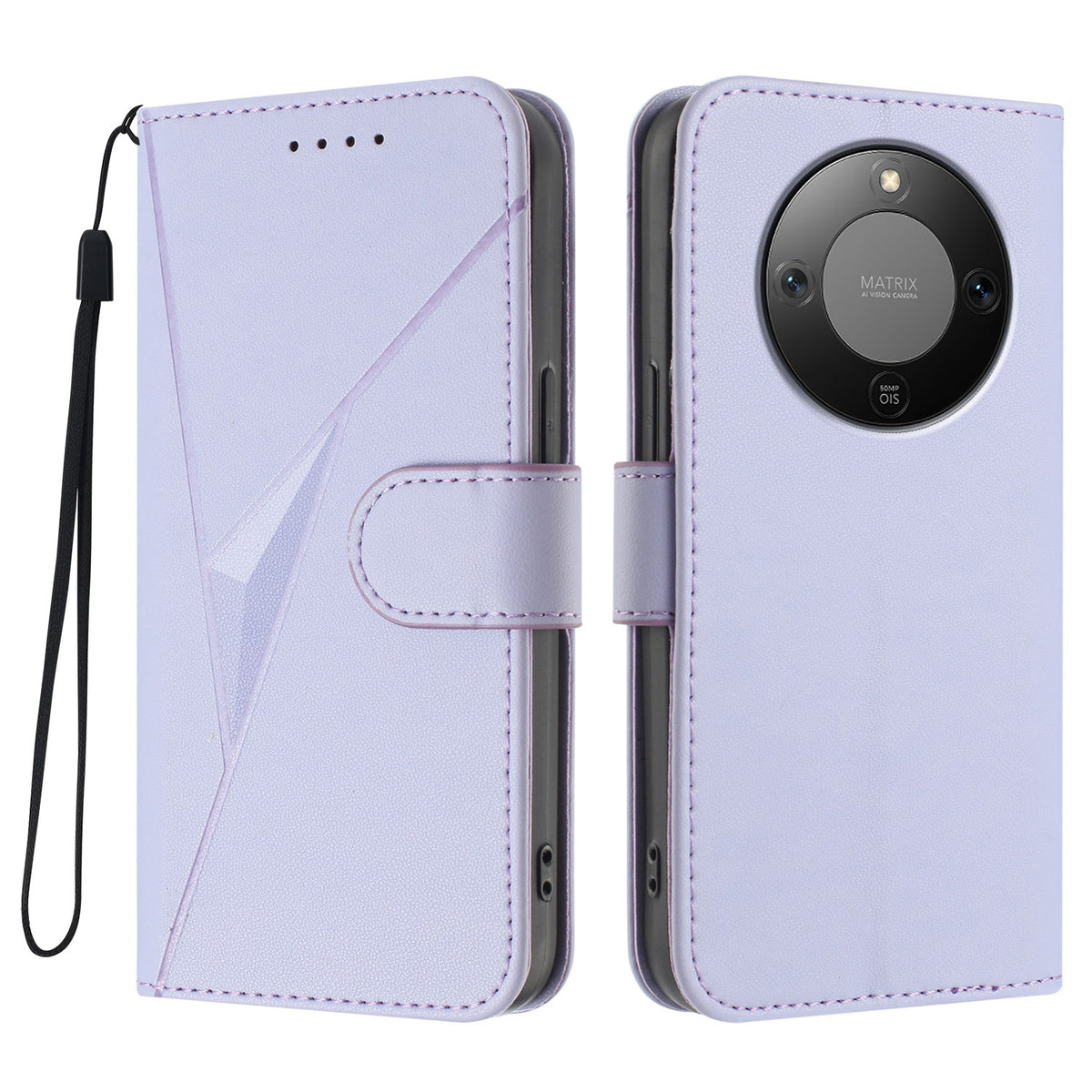 For Honor Magic8 Lite 5G / X9d 5G / X70 5G Case Triangle Imprint Leather Phone Cover with Lanyard