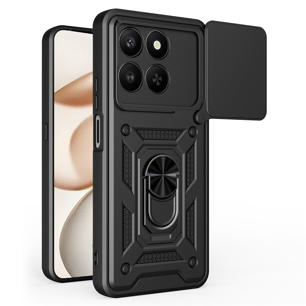 Telefoncover til Honor 400 Smart 5G / 4G / X7d 4G / 5G PC + TPU Kickstand Cover med Skydende Kameralåg