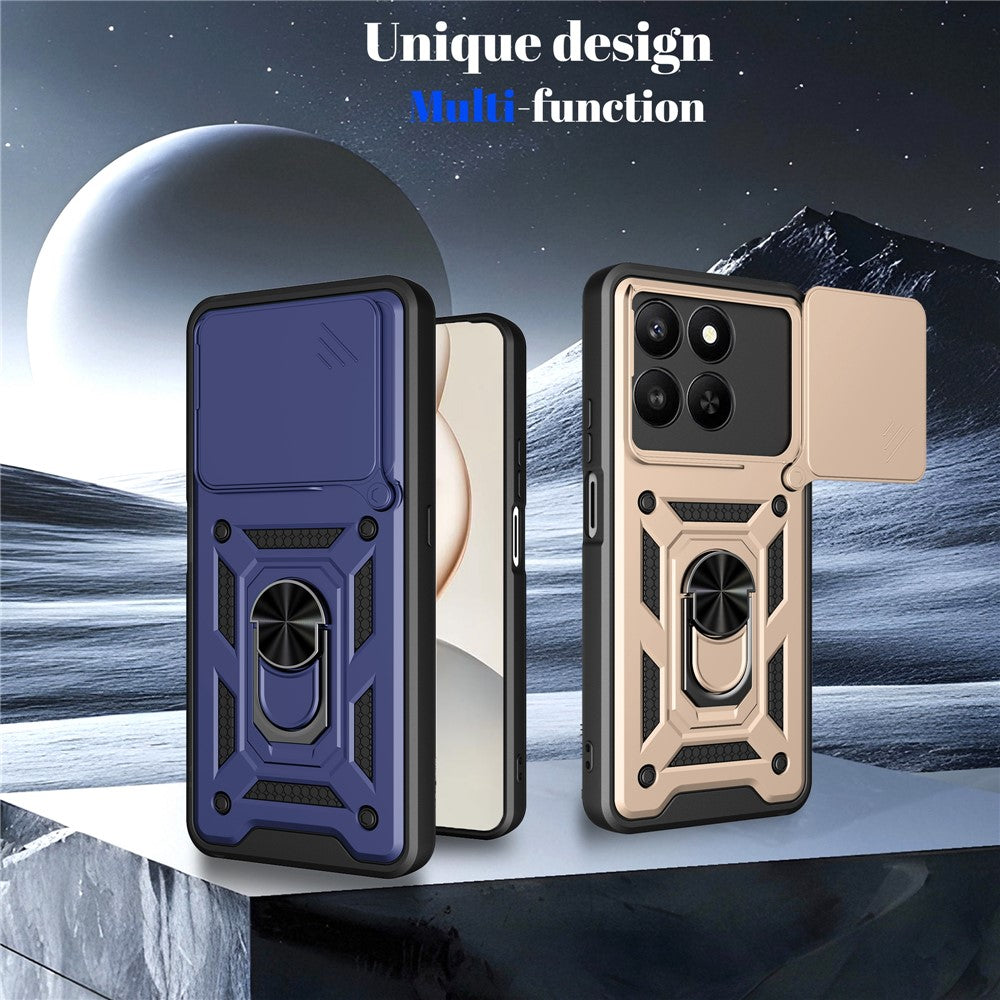 Telefoncover til Honor 400 Smart 5G / 4G / X7d 4G / 5G PC + TPU Kickstand Cover med Skydende Kameralåg