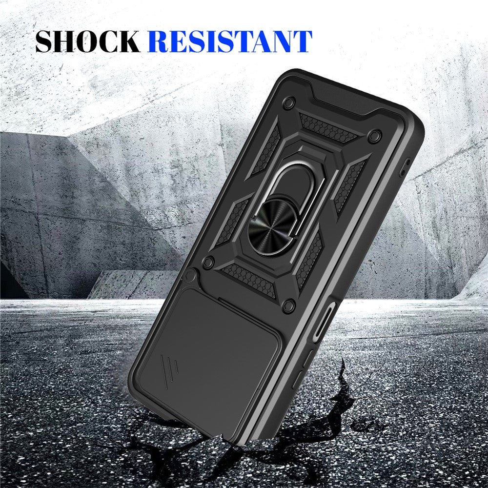 Telefoncover til Honor 400 Smart 5G / 4G / X7d 4G / 5G PC + TPU Kickstand Cover med Skydende Kameralåg