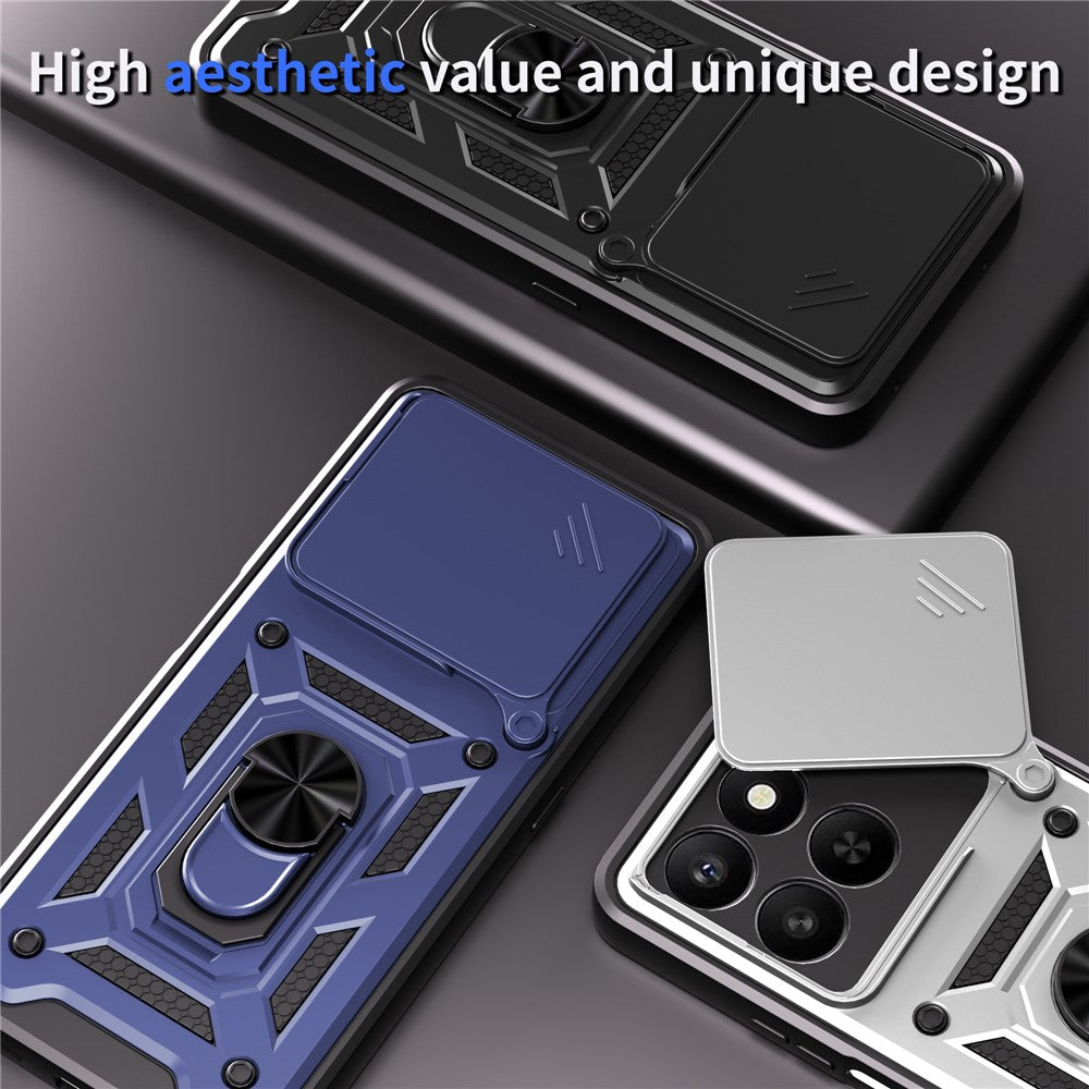 Telefoncover til Honor 400 Smart 5G / 4G / X7d 4G / 5G PC + TPU Kickstand Cover med Skydende Kameralåg