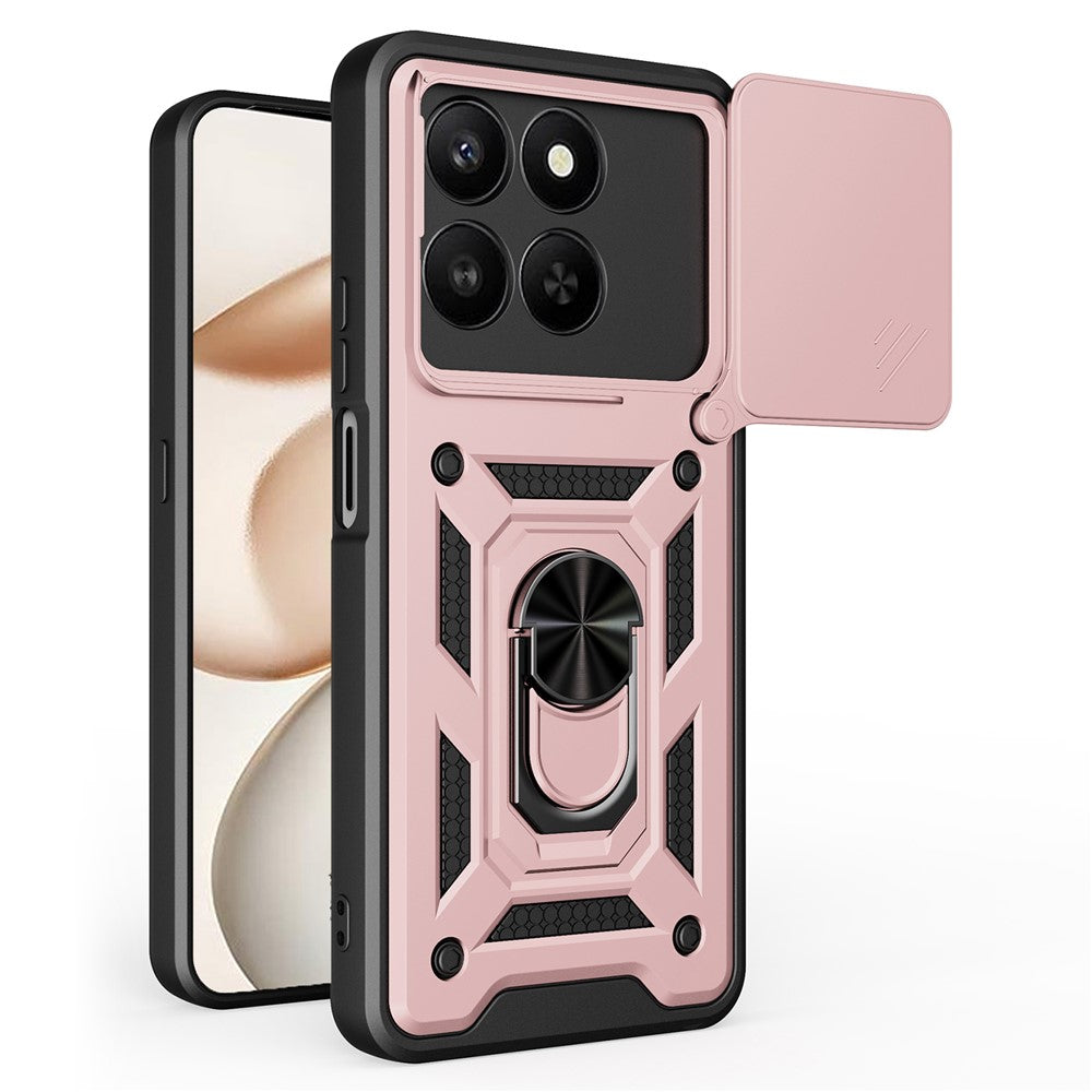 Telefoncover til Honor 400 Smart 5G / 4G / X7d 4G / 5G PC + TPU Kickstand Cover med Skydende Kameralåg