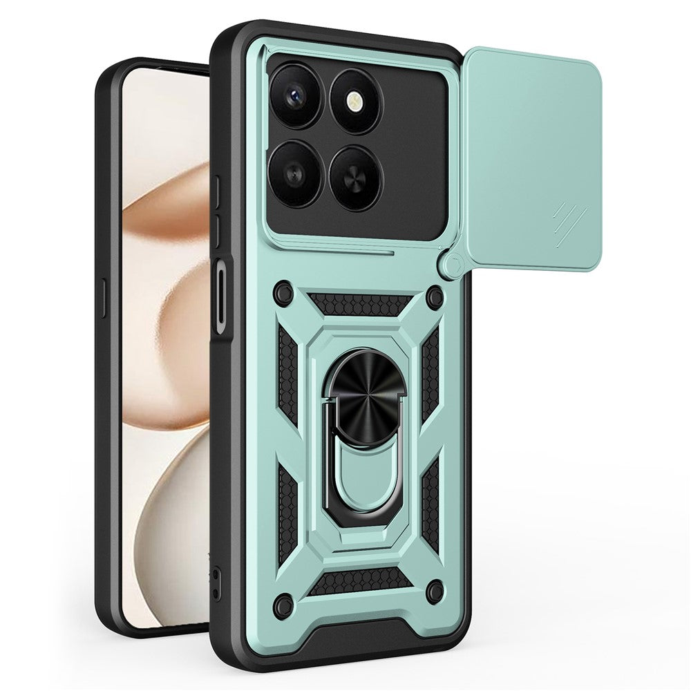 Telefoncover til Honor 400 Smart 5G / 4G / X7d 4G / 5G PC + TPU Kickstand Cover med Skydende Kameralåg