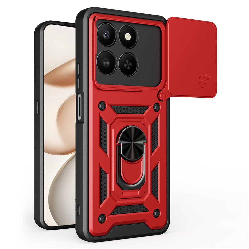 Telefoncover til Honor 400 Smart 5G / 4G / X7d 4G / 5G PC + TPU Kickstand Cover med Skydende Kameralåg