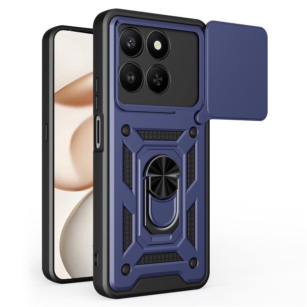 Telefoncover til Honor 400 Smart 5G / 4G / X7d 4G / 5G PC + TPU Kickstand Cover med Skydende Kameralåg