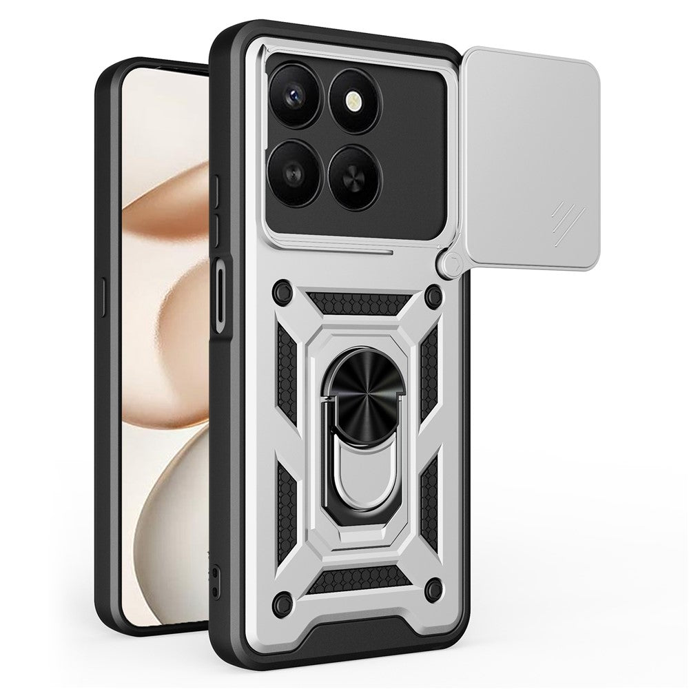 Telefoncover til Honor 400 Smart 5G / 4G / X7d 4G / 5G PC + TPU Kickstand Cover med Skydende Kameralåg