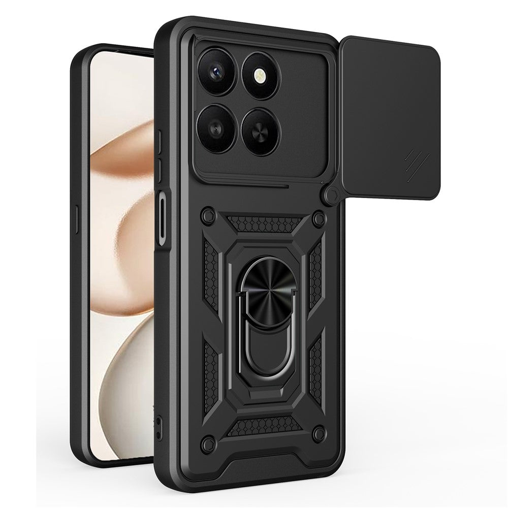 AMORUS telefoncover til Honor 400 Smart 5G / 4G / X7d 4G / 5G støttefod PC + TPU cover med skydelåg til kameralinse
