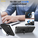 AMORUS telefoncover til Honor 400 Smart 5G / 4G / X7d 4G / 5G støttefod PC + TPU cover med skydelåg til kameralinse
