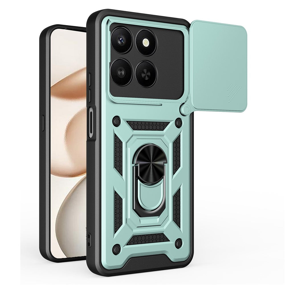 AMORUS telefoncover til Honor 400 Smart 5G / 4G / X7d 4G / 5G støttefod PC + TPU cover med skydelåg til kameralinse